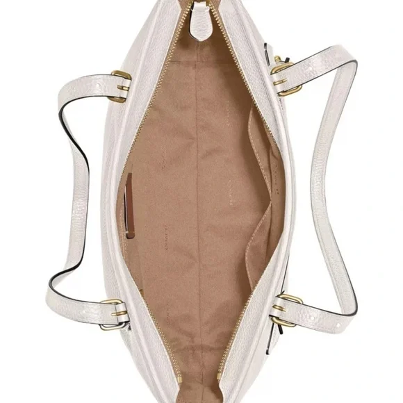 $325 NEW! COACH Luxe Pebbled Leather Medium Taylor Tote in Chalk